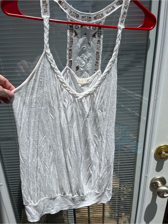 Windsor Tops - Windsor White Braided Strap Racerback Tank